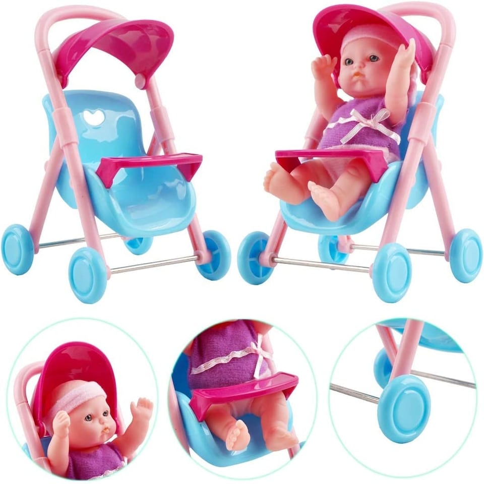 image 1 of Set of 8 Mini 5" Baby Dolls with Accessories – Miniature Role Play Doll Collection for Kids