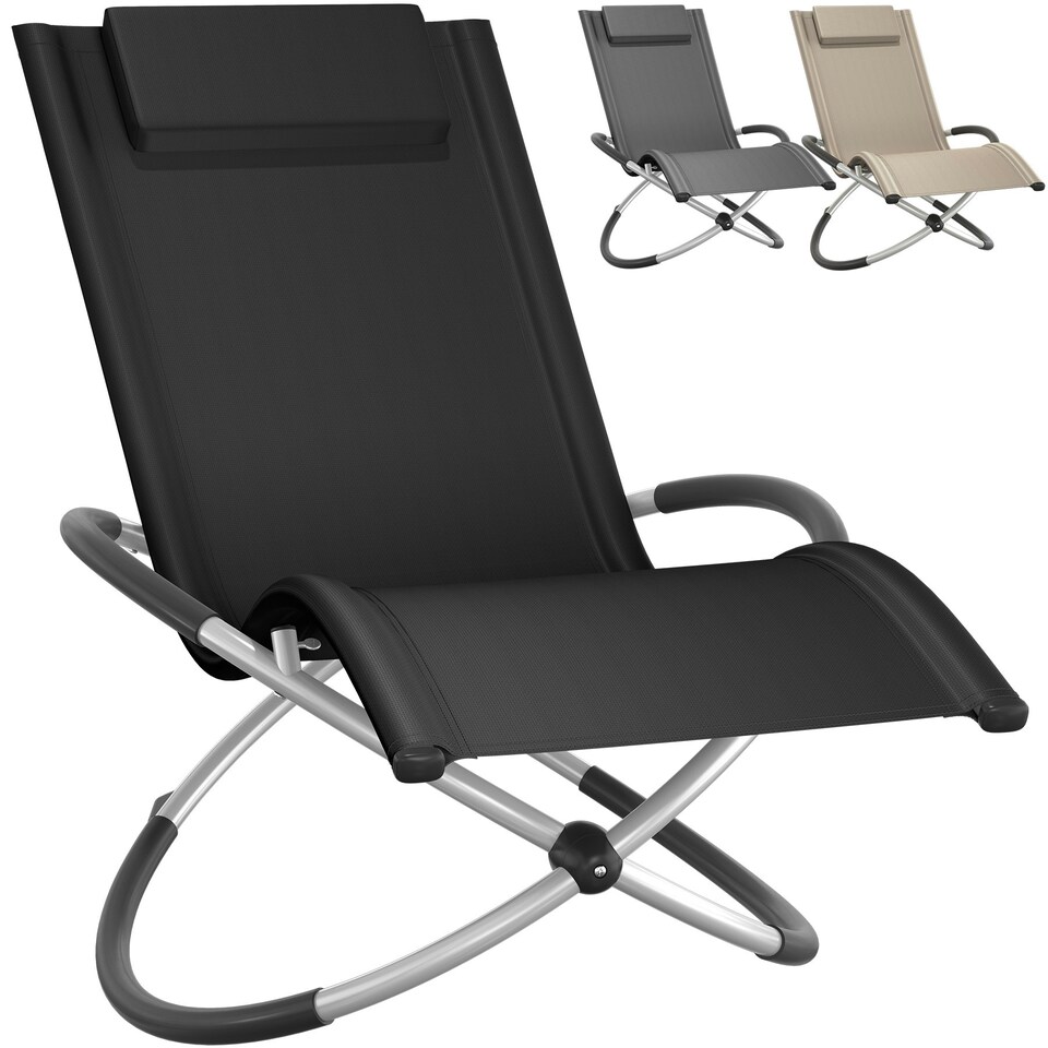 image 1 of Sun Lounger Paulina - ergonomic, breathable, resistant, foldable, with cushion Grey