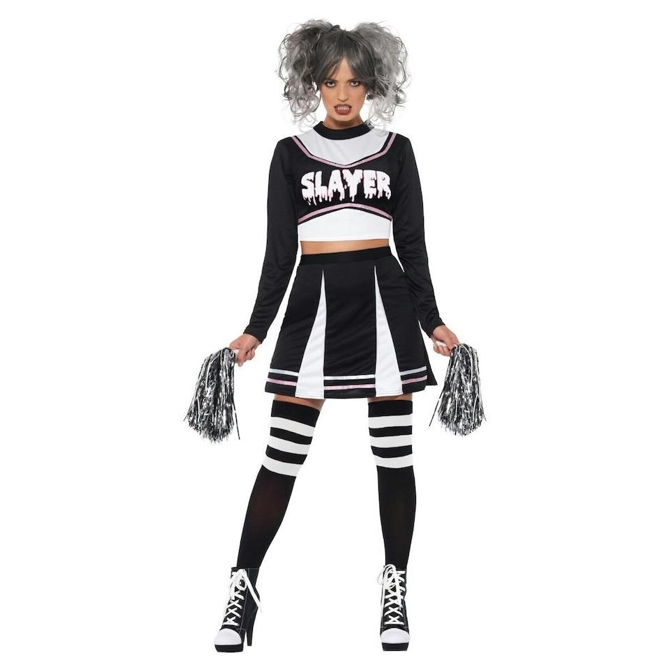 image 1 of Fever Womens/Ladies Gothic Cheerleader Costume - Black/White - S | Multi | S