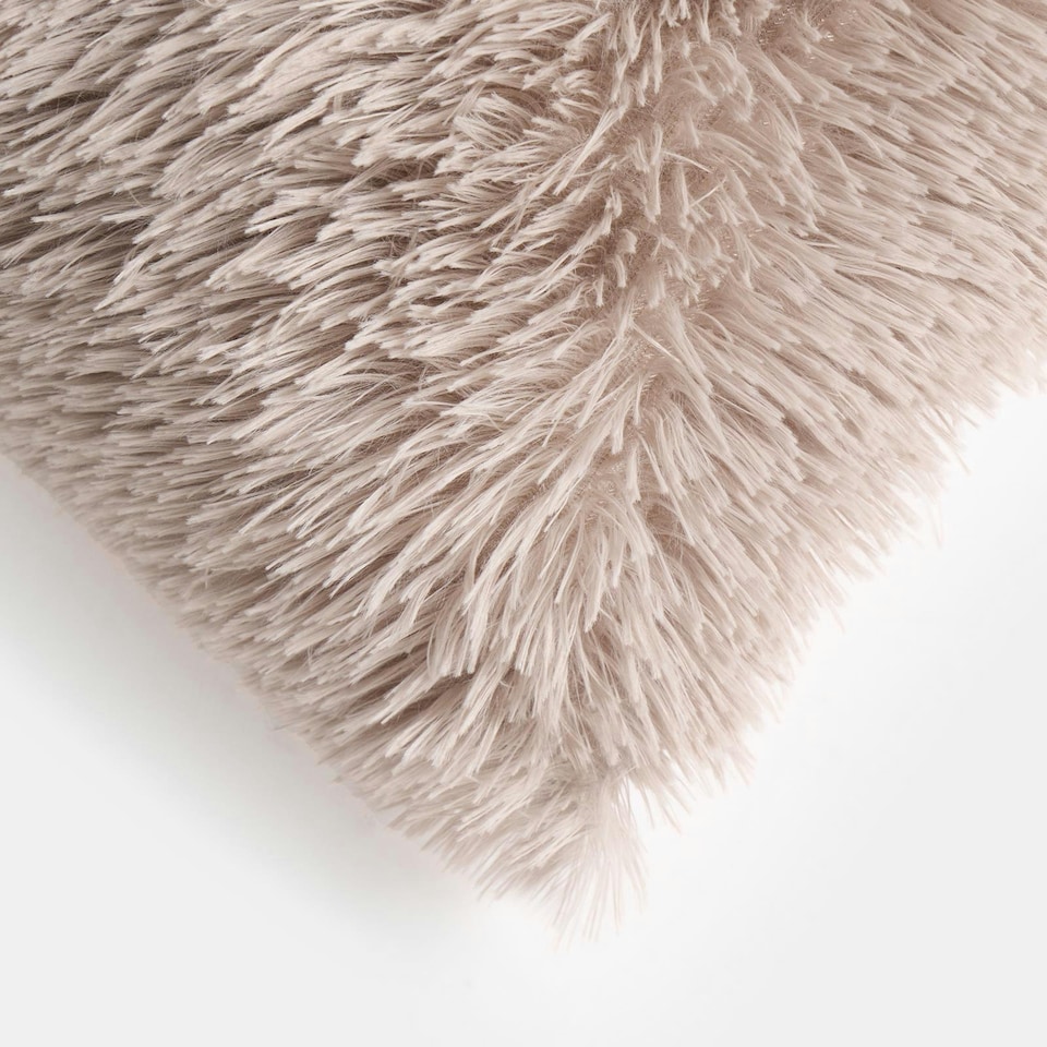 image 1 of OHS 2 x Fluffy Shaggy Soft Plush Cushion Covers, 45x45cm - Natural