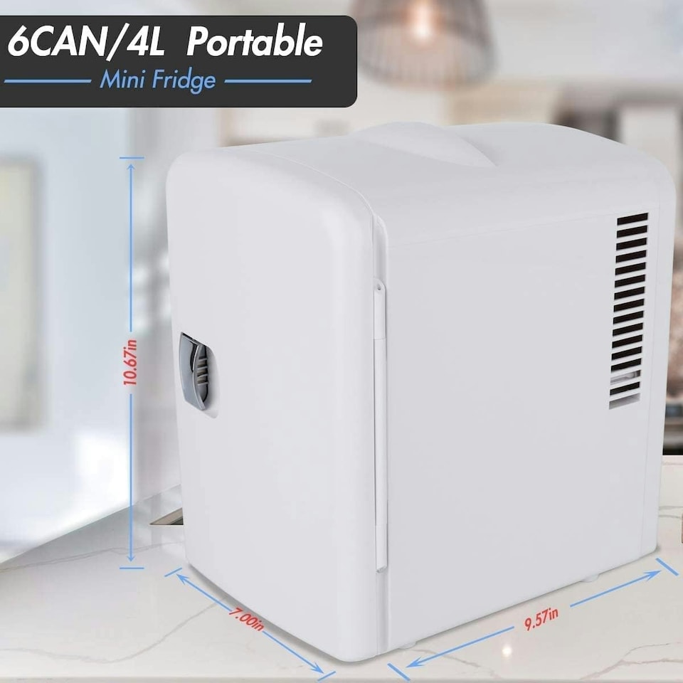 image 1 of Small Mini Fridge With UV Light Disinfection - 4 Litre / 6 can – Perfect for Skincare, Cosmetics, Food or Drink - Bedroom, Car or Games Room - Cools & Warms White