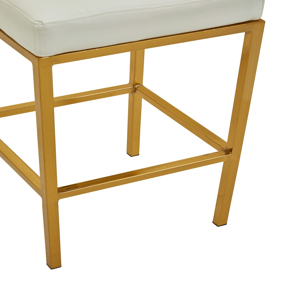 image 1 of Interiors by Premier Baina White Pu And Gold Finish Bar Stool