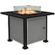 image 1 of Outsunny Square Propane Gas Fire Pit Table, 50000 BTU Rattan Smokeless Firepit Patio Heater with Glass Screen, Glass Beads and Lid, 81cm x 81cm x 64cm, Grey