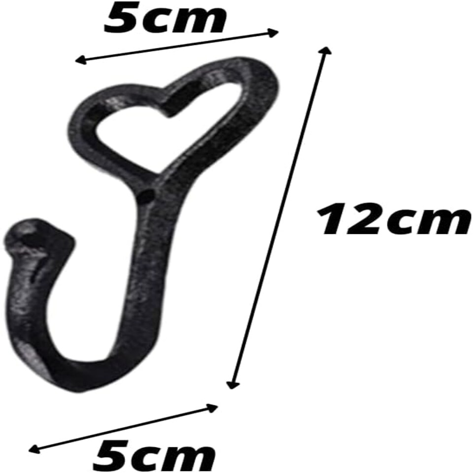 image 1 of Marco Paul  Set of 5 iron Wall Mounted Love Heart Coat Rack and Hooks Home Décor Black | One Size