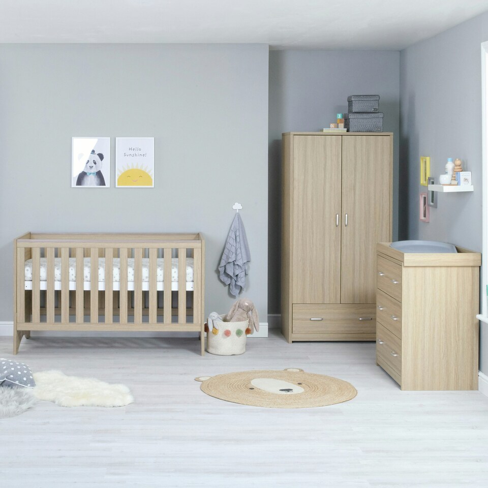 image 1 of Babymore Veni 3 Piece Room Set - Oak