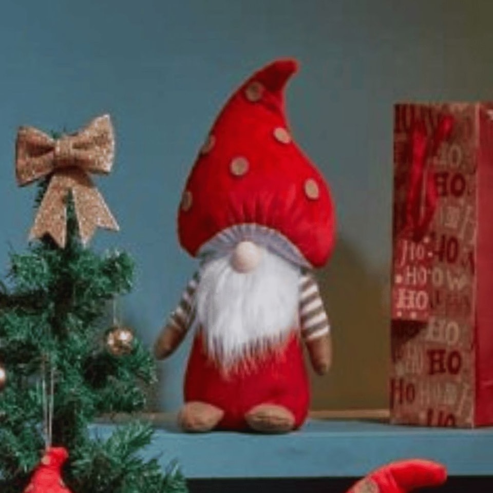 image 1 of 50cm Red Soft Festive Porta-Bella Christmas Mushroom Gonk Decoration
