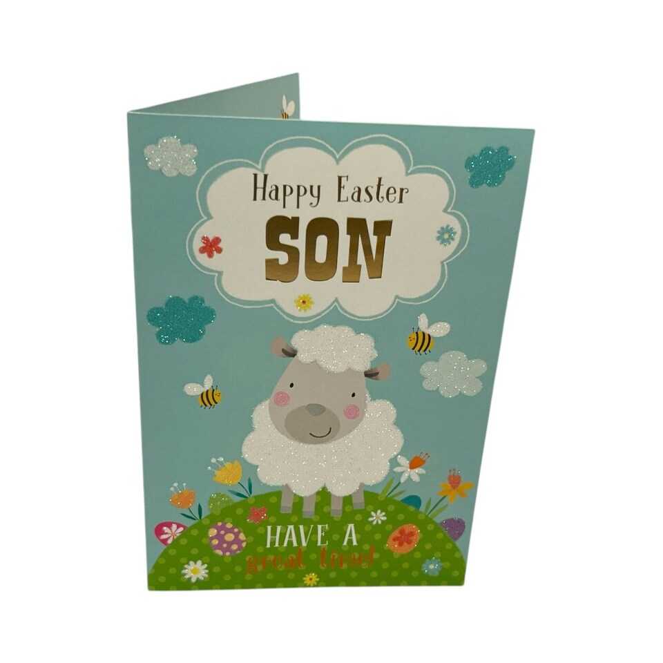 image 1 of For Son Cute Lamb with Bees Design Easter Card
