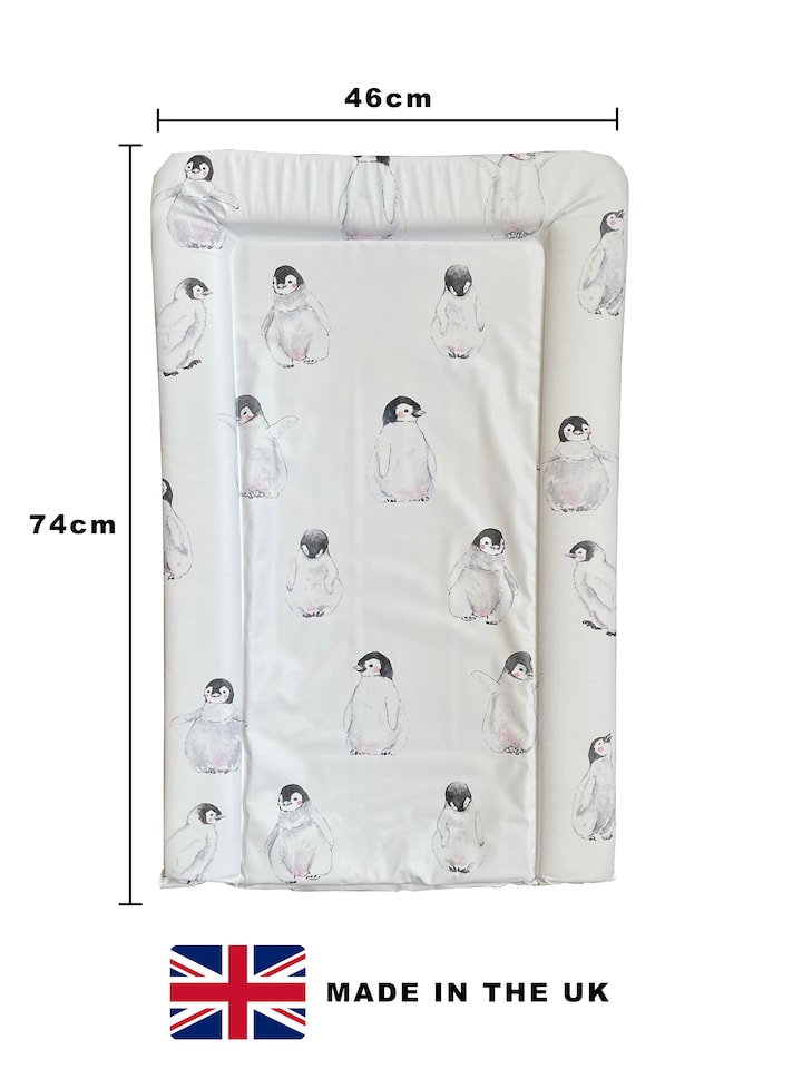 image 1 of Babybase Padded Changing Mat 74 x 46cm Penguin Party | Grey