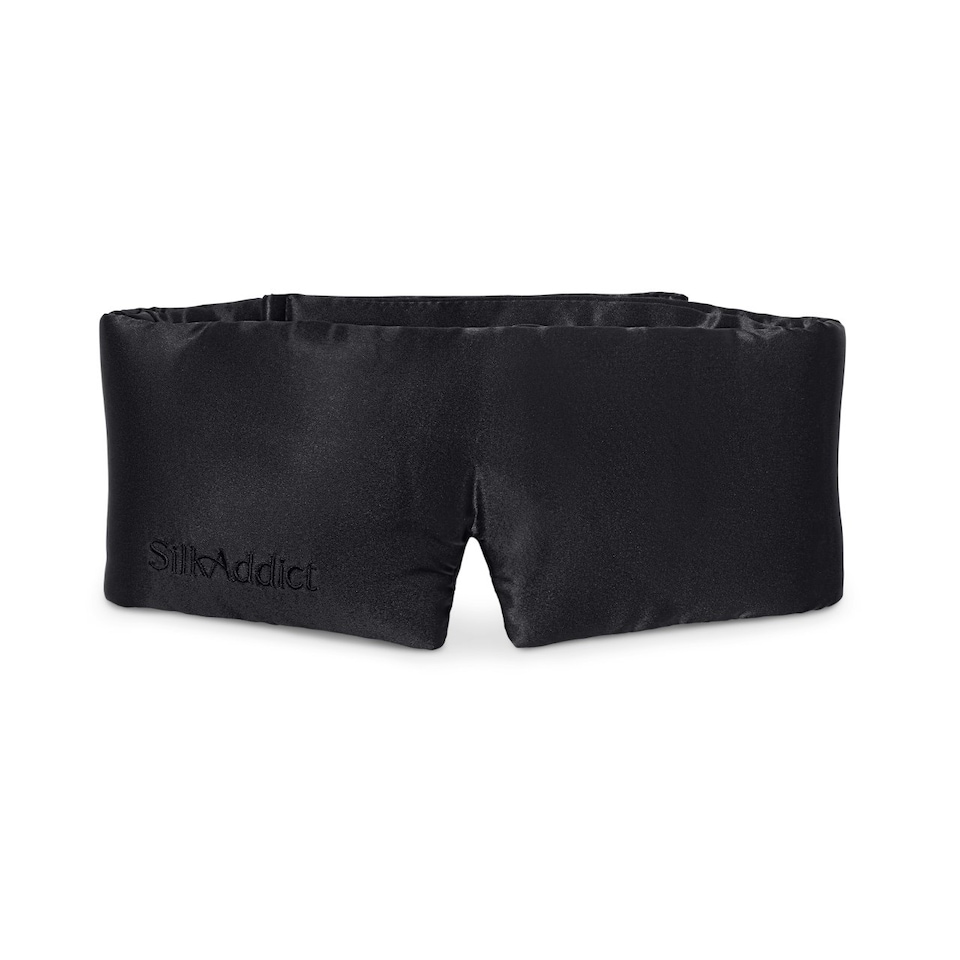 image 1 of Silk Addict 100% Mulberry Silk Weighted Sleep Mask - Black Black
