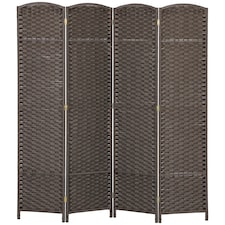 HOMCOM 4 Panel Folding Room Divider, Freestanding Privacy Screen for Living Room, Bedroom and Office, 160 x 170cm, Brown | Brown