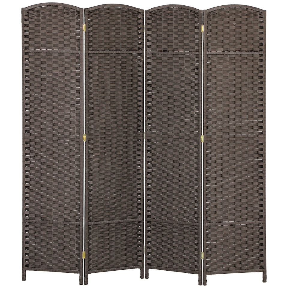 image 1 of HOMCOM 4 Panel Folding Room Divider, Freestanding Privacy Screen for Living Room, Bedroom and Office, 160 x 170cm, Brown | Brown