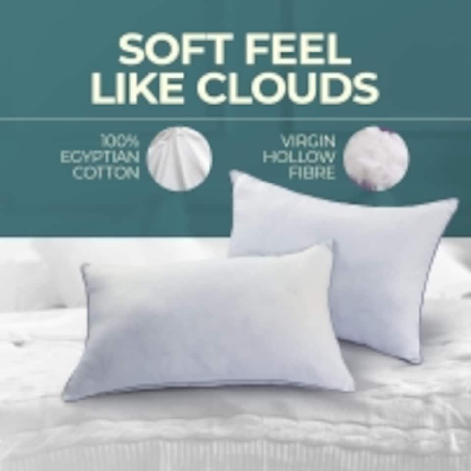 image 1 of Nod Off Egyptian Cotton Pillow, Hollowfibre Fill, Back & Side - Pack of 4