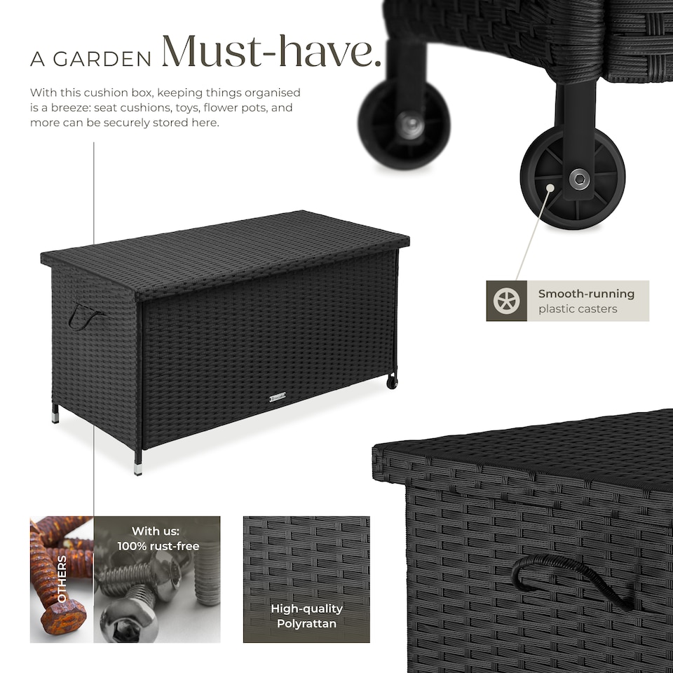 image 1 of Storage Box Kiruna - rattan garden furniture cushion storage 120 x 55 x 61.5 cm | Black | black | 121 x 56 x 60 cm | 1