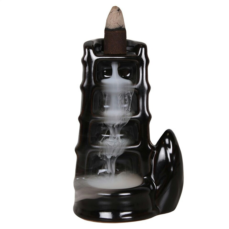 Something Different Split Bamboo Backflow Incense Burner - Black - One Size