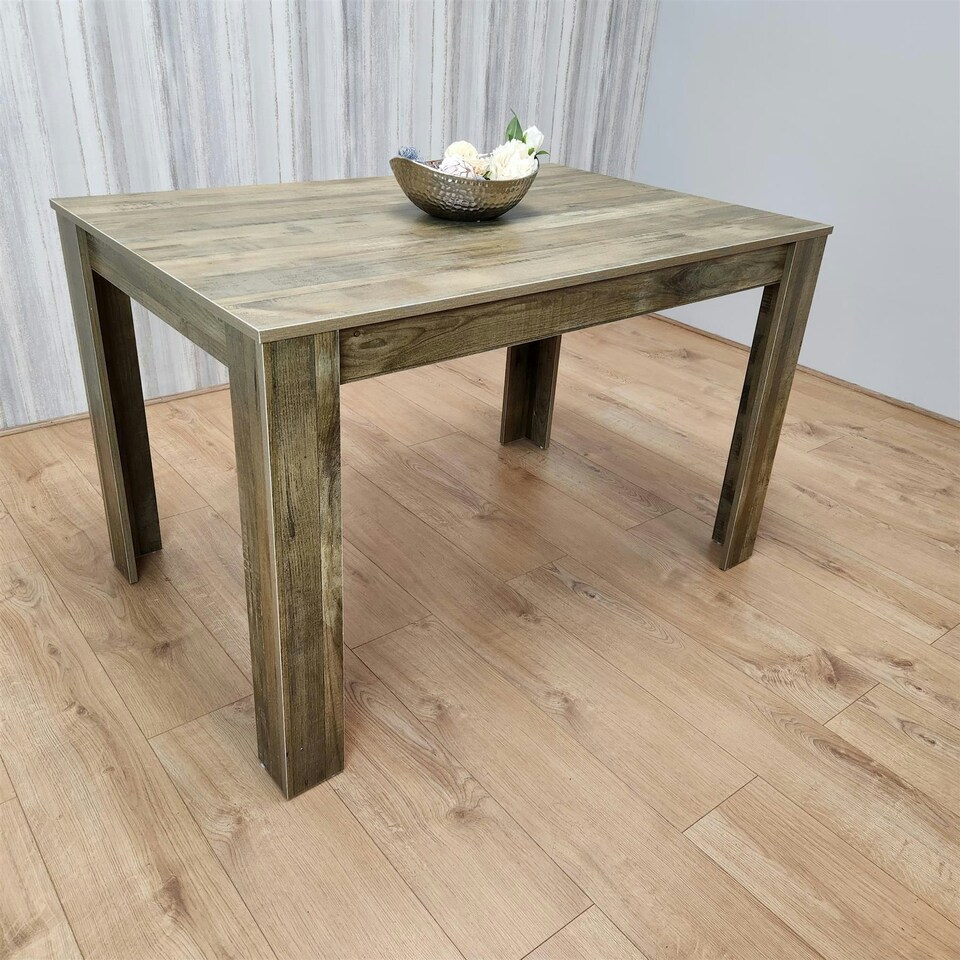 image 1 of Dining Table Brown Wood Kitchen Place for 4 Seats, Dining Table Only (Brown H 75 x L 117 x W 77 cm) Brown