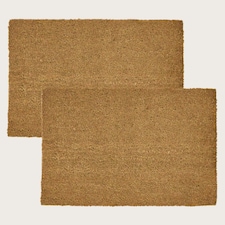 Homescapes Set of 2 Plain Coir Doormats - 60 x 40 cm