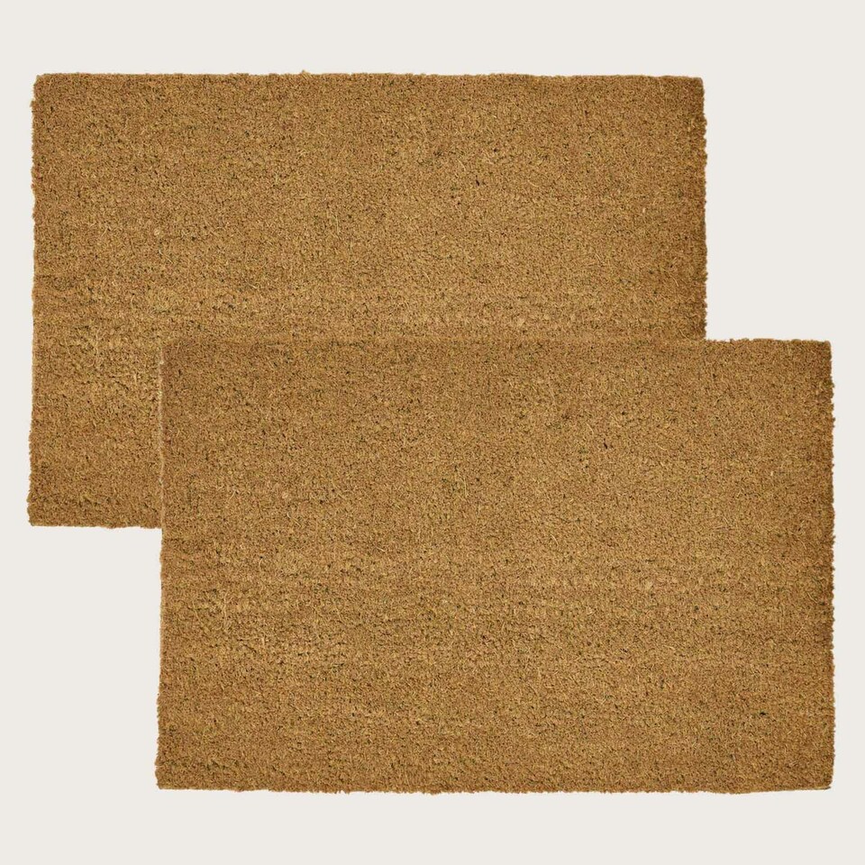 image 1 of Homescapes Set of 2 Plain Coir Doormats - 60 x 40 cm