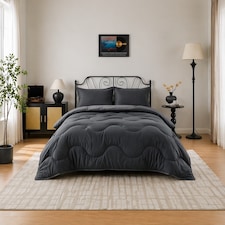 10.5 Tog Supersoft Microfibre Duvet with Pillowcases – Coverless or Use with Duvet Cover | Grey | Charcoal/Light Grey | Single
