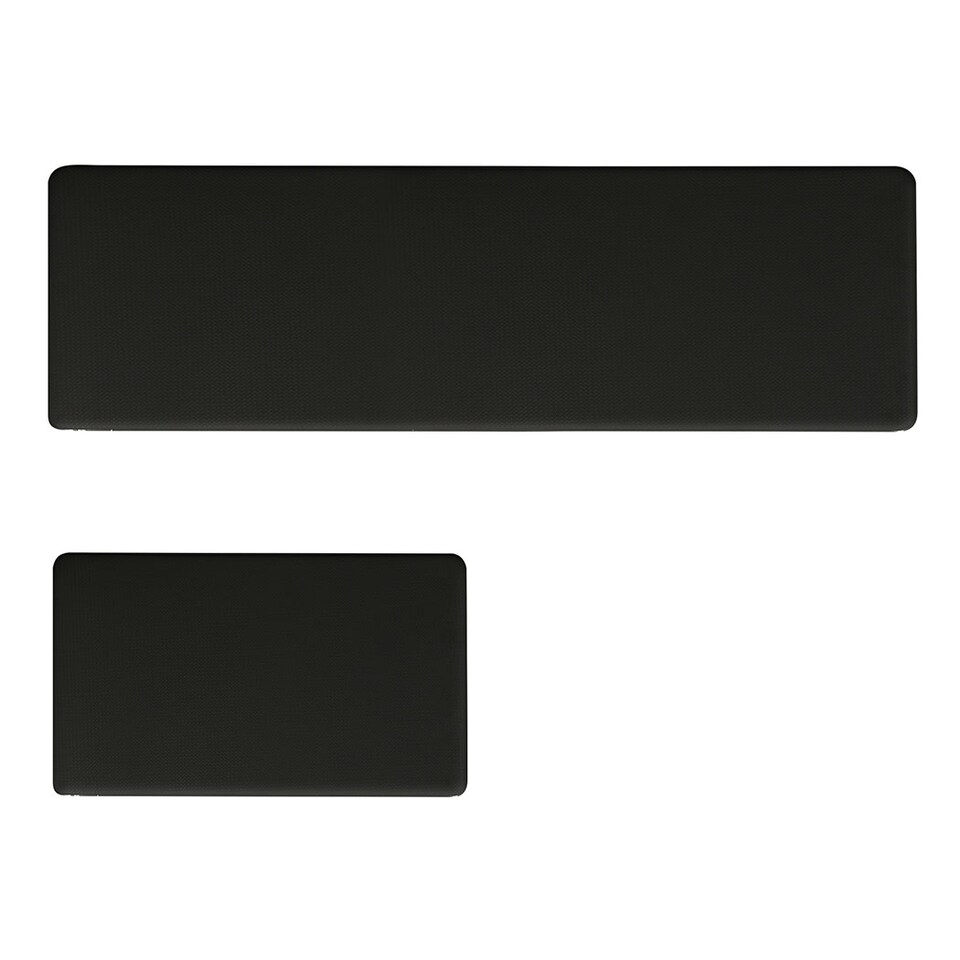 image 1 of Marlow 2PC Kitchen Mat Black Non-Slip Woven Rubber Absorbent Floor Mat | Black | Black | One Size