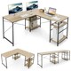 image 2 of COSTWAY L-Shaped Computer Desk Writing Desk Workstation Natural N/A