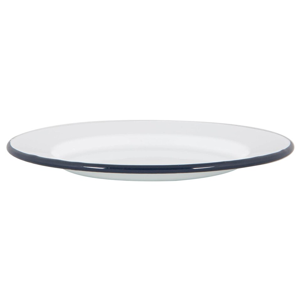 image 1 of Argon Tableware White Enamel Dinner Plates - 25.5cm - Navy - Pack of 6 | Blue | Navy