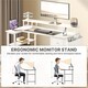 image 5 of Yaheetech 120 cm L-shaped Computer Desk with Charging Station-White | White | White | 96 cm L × 50 cm W × 74.5 cm H | 1
