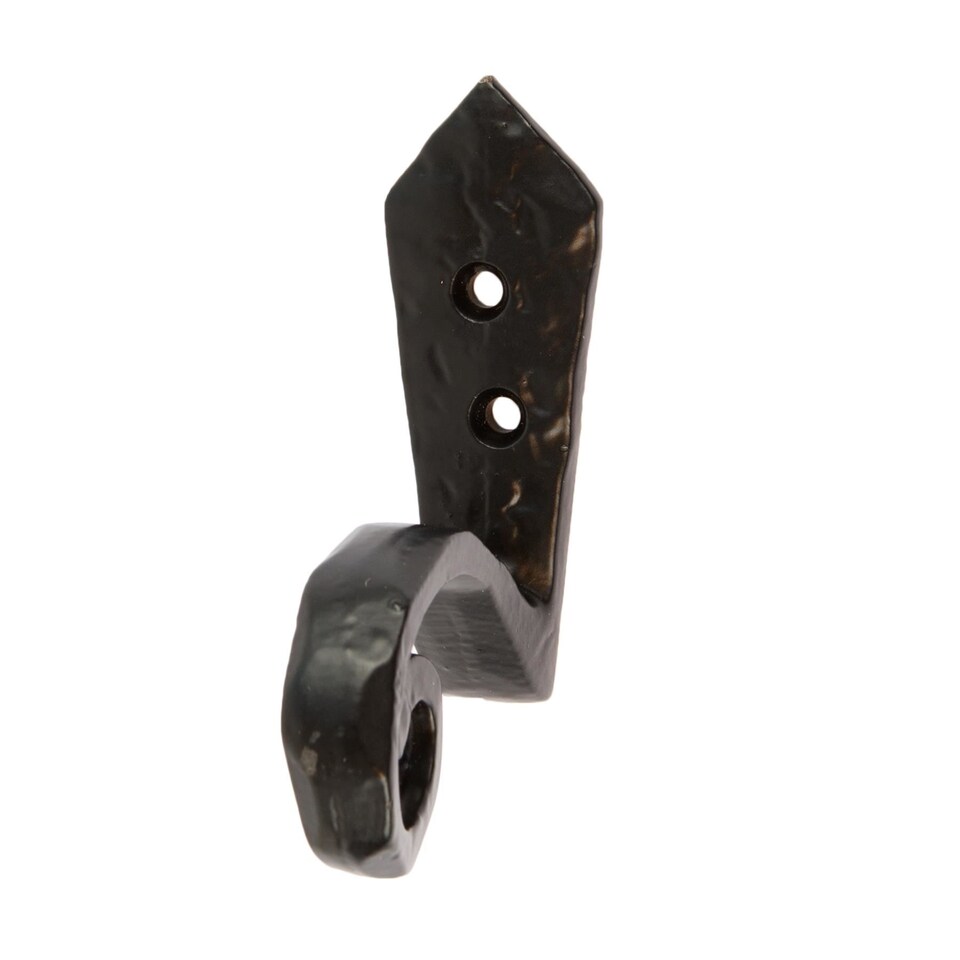 image 1 of Hammer & Tongs Hammered Scroll Hook - W30mm x H95mm - Black