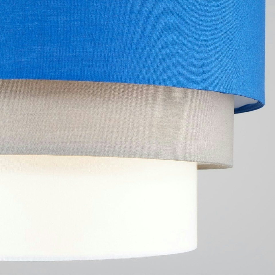 image 1 of ValueLights Aztec 3 Tier Blue Fabric Ceiling Light Shade