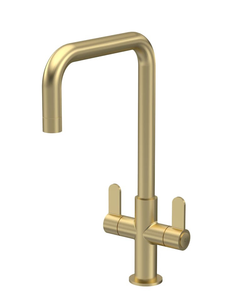 image 1 of Kuma Kitchen Mono Mixer Tap Dual Lever, Brushed Brass 361mm | Copper | Brushed Brass | 1