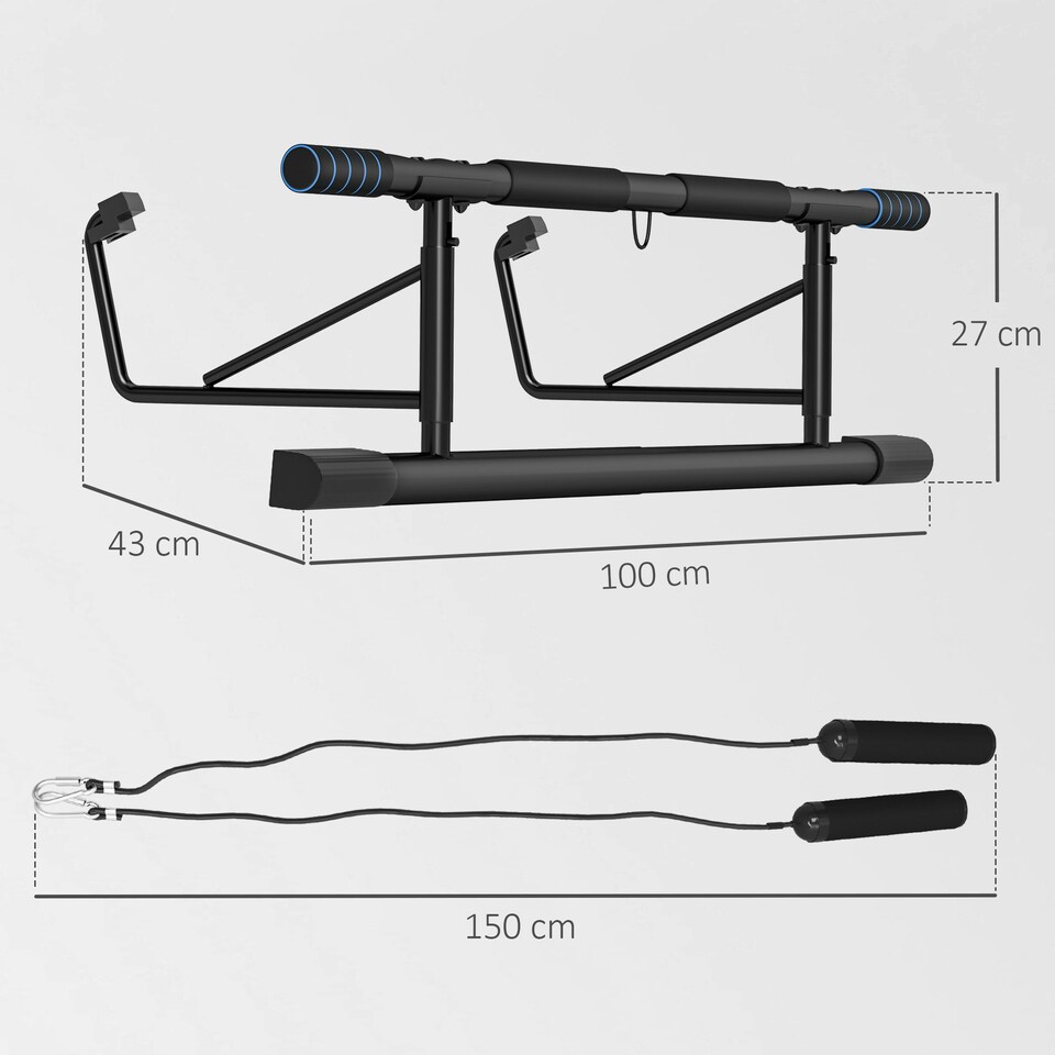 image 1 of SPORTNOW Pull Up Bar Doorway, Push Up Stand w/ Resistance Bands