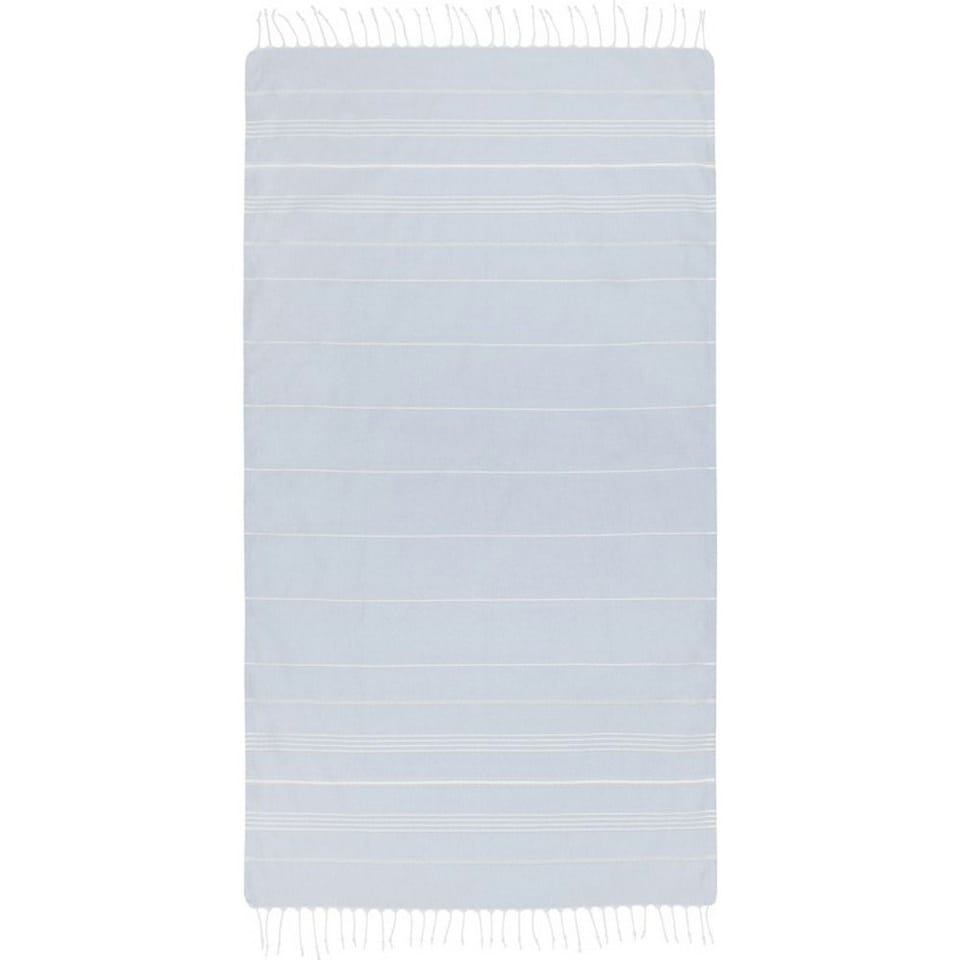 image 1 of Anna Hammam Striped Cotton Beach Towel - Light Blue - One Size