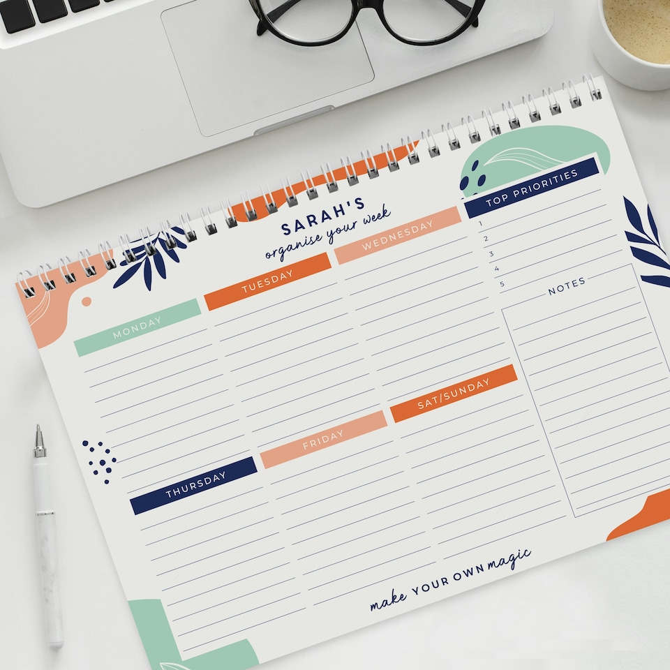image 1 of Personalised Tropical A4 Desk Planner