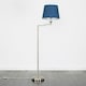 image 3 of ValueLights Sinatra Adjustable Swing Arm Floor Lamp In Brushed Chrome Finish with Blue Tapered Light Shade with LED GLS Bulb