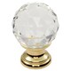 image 2 of 4x Faceted Crystal Cupboard Door Knob 31mm Dia Polished Brass Cabinet Handle