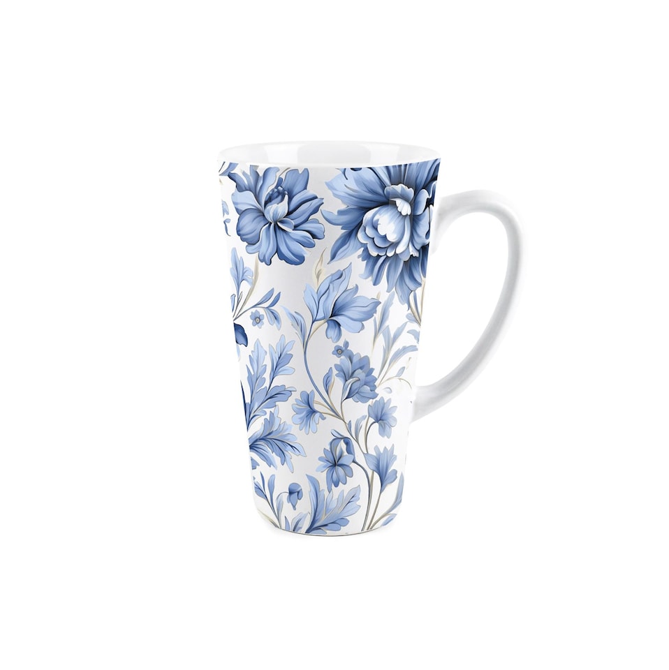 image 1 of White Greek Floral Large Latte Mug