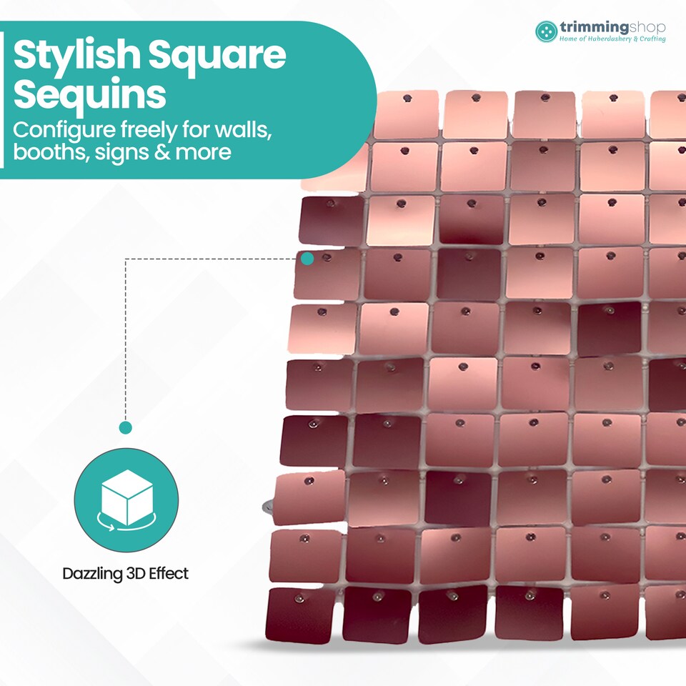 image 1 of 30cm x 30cm Shimmer Sequin Wall Panels, Reflective Square Backdrop Panel