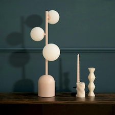 ValueLights Marlow Blush Pink 3 Way Bedside Table Lamp with Glass Globe Lampshades Light - Bulbs Included