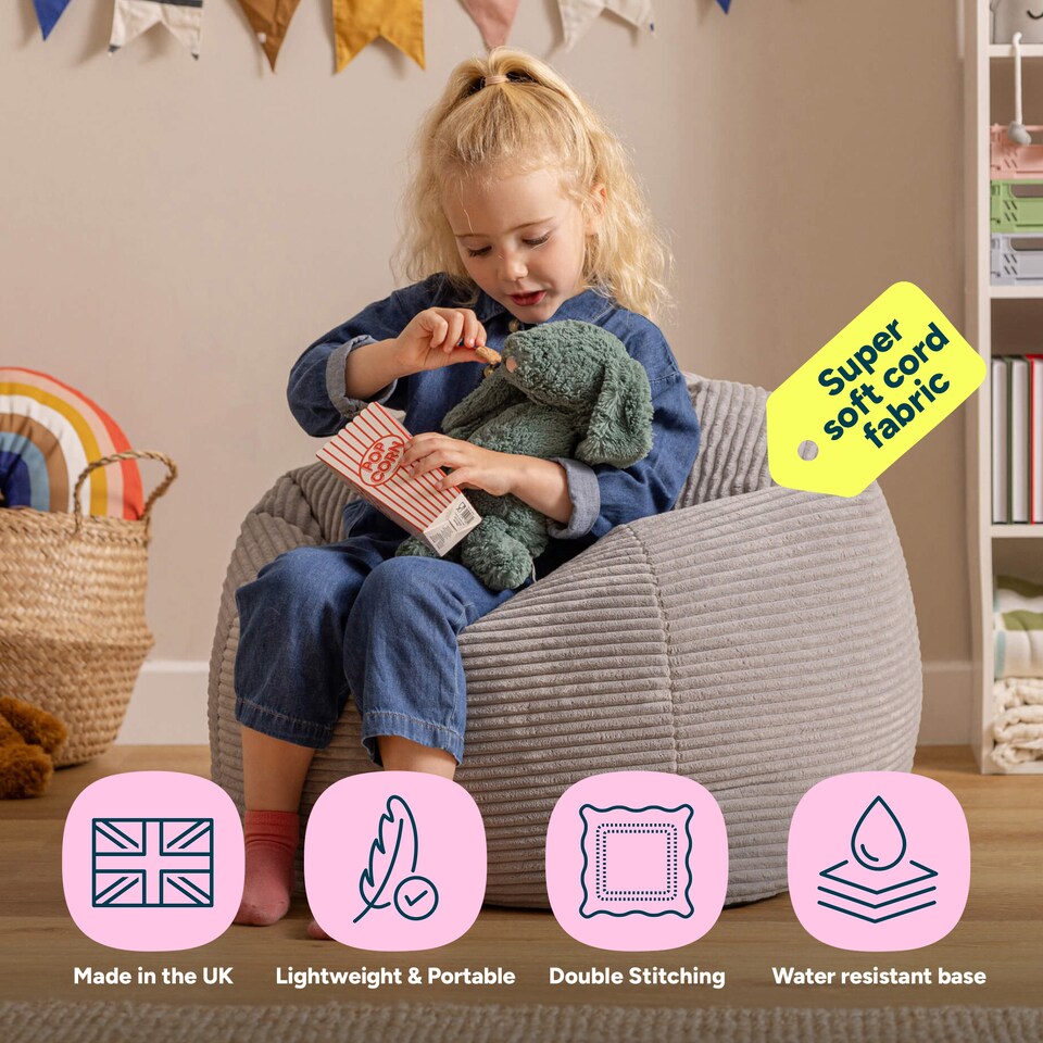 image 1 of Kids High Rest Beanbag Corduroy Light Grey | Grey | Grey | 1