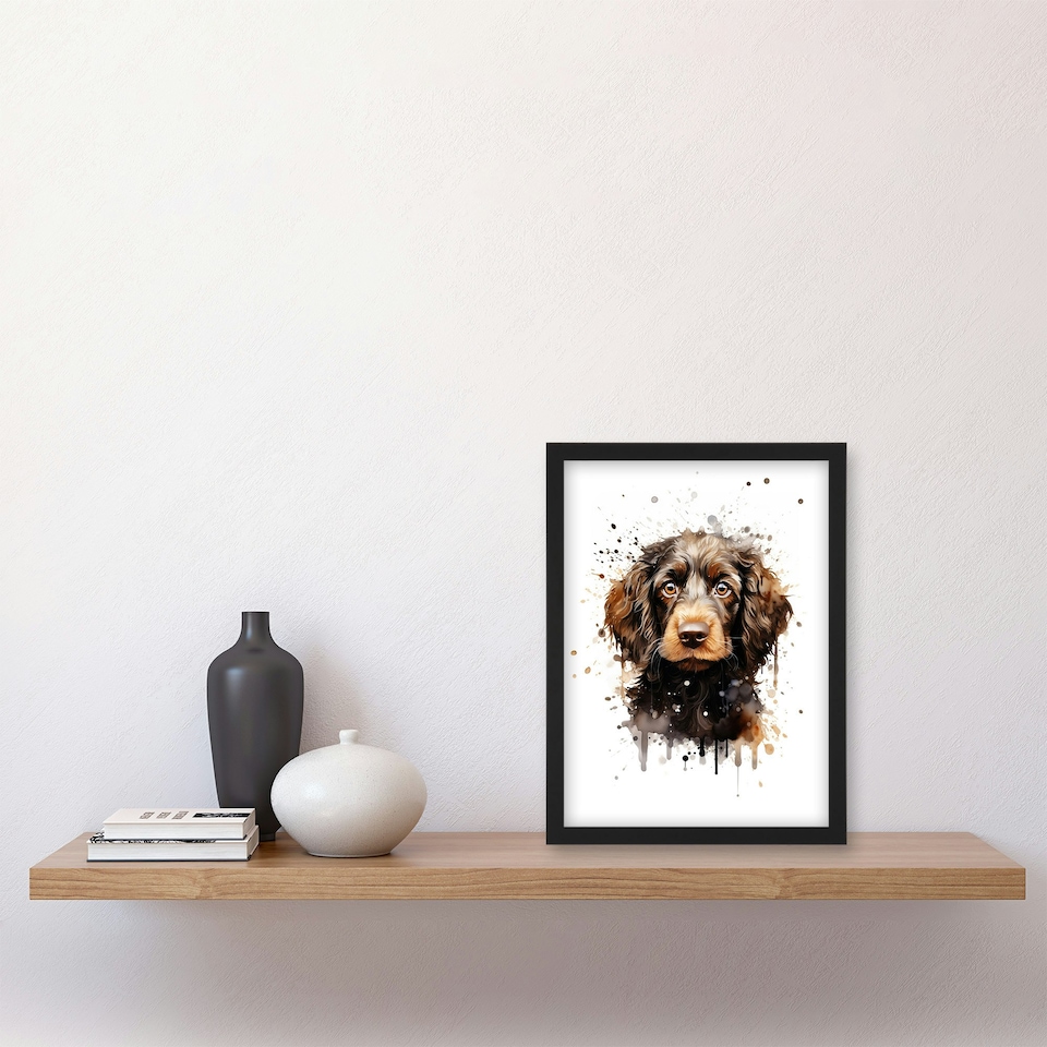 image 1 of Cockapoo Dog Lovers Gift Watercolour Pet Portrait Black Framed Wall Art Print A4