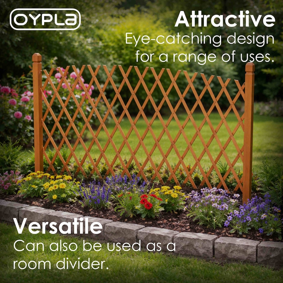 image 1 of Arched Expanding Freestanding Wooden Trellis Fence Garden Screen