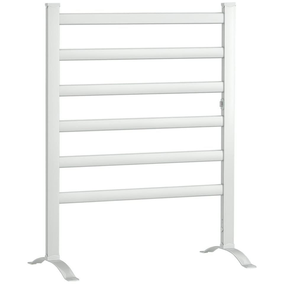 image 1 of HOMCOM Electric Towel Warmer, 6 Bar Aluminum Heated Towel Rail, Wall Mounted & Free Standing Towel Drying Rack for Bathroom, Plug-in, Silver