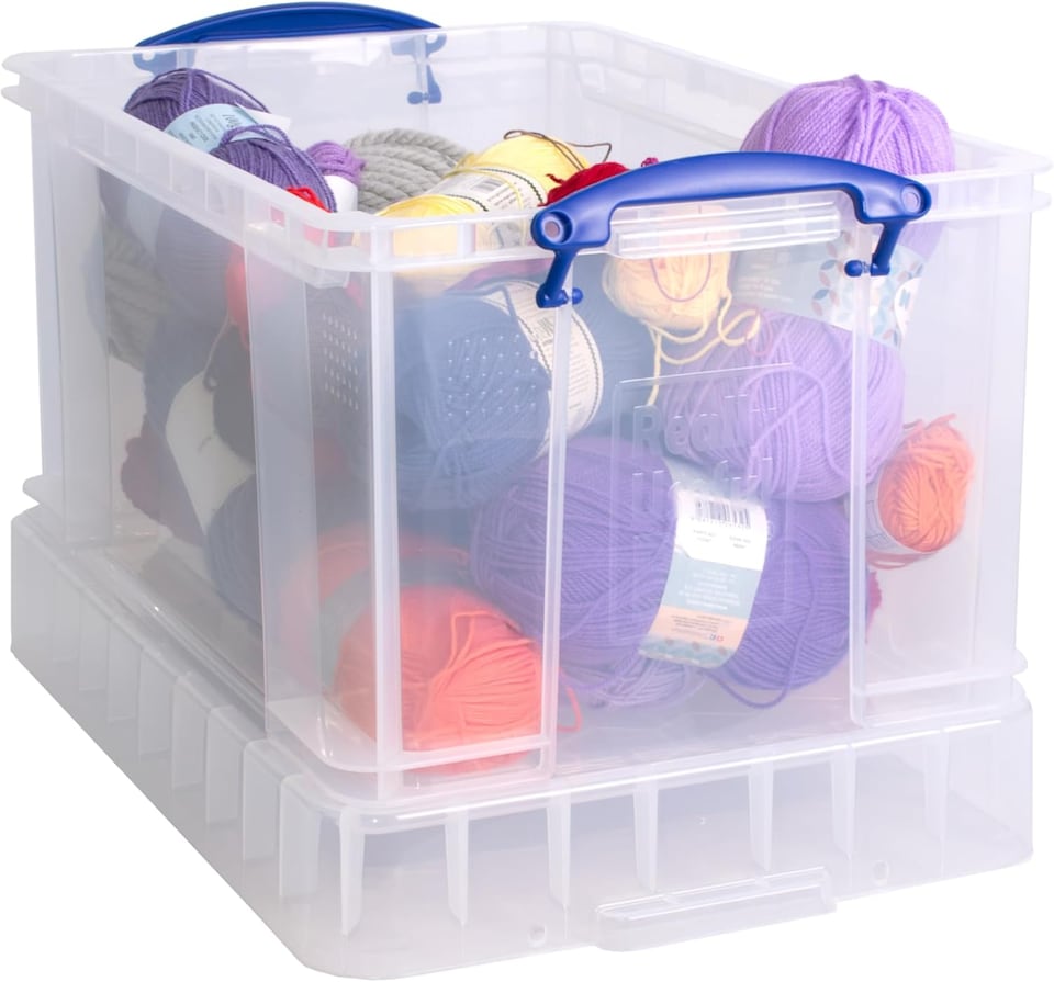 image 1 of Really Useful Plastic Storage Box 48 Litre XL CLEAR Pack of 2