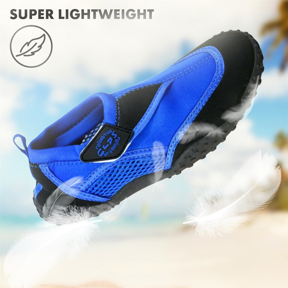 image 1 of GEEZY Aqua Water Shoes, Unisex, Beach Surfing - Blue & Black, UK Adult 9