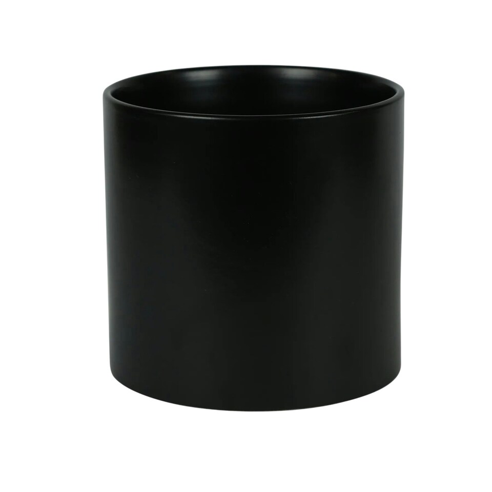 image 1 of Modern Glossy Black Ceramic Indoor Planter, Cachepot (H17 x W17.5cm) Black