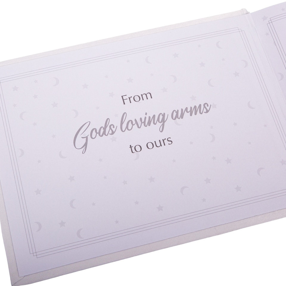 image 1 of Beautiful White Satin Fabric Christening Guest Book with Silver Metal Cross