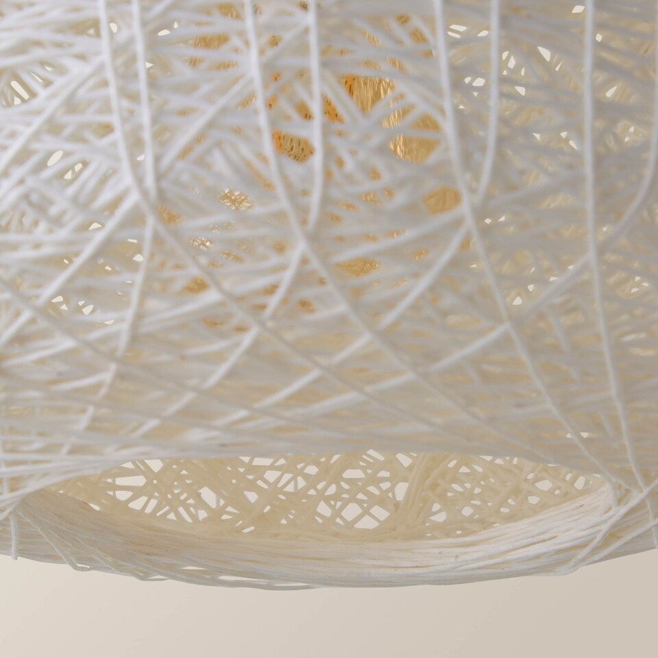 image 1 of ValueLights Bjorn Doughnut White Rattan Twine Pendant Shade | White