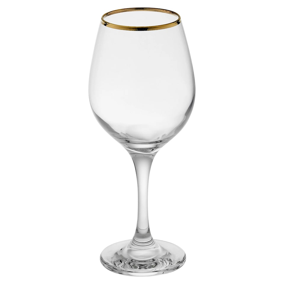image 1 of Amber Gold Rimmed Wine Glass Drinking Glasses Sets Gift | Clear | Clear