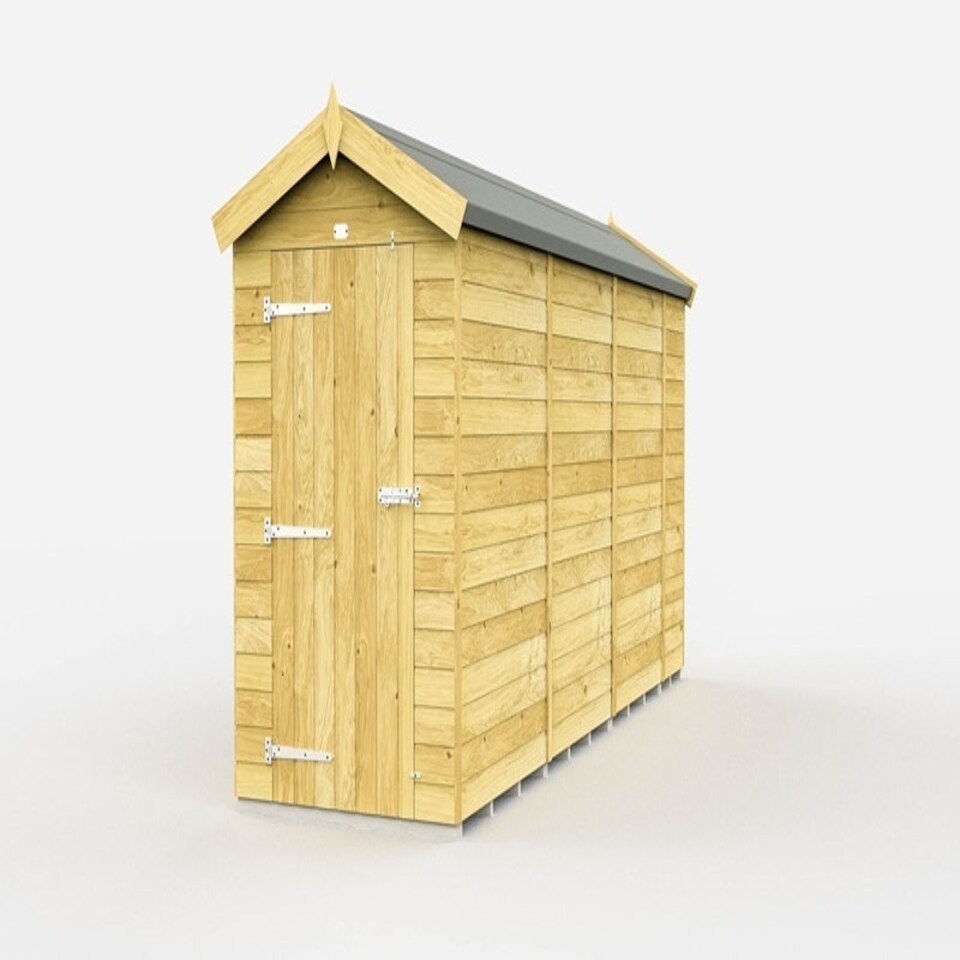 image 1 of 4 x 13 Feet Apex Shed - Single Door Without Windows - Wood - L387 x W118 x H217 cm Brown