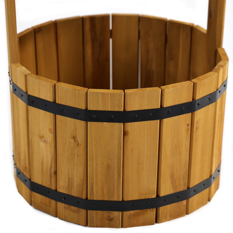 image 1 of Wooden Wishing Well Garden Planter Plant Box Flowerpot Ornament Patio Display