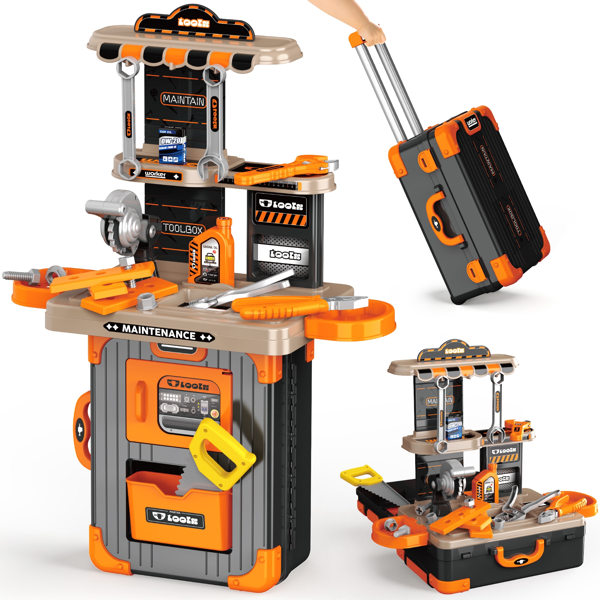 31-Piece Kids Tool Workbench & Suitcase Playset | Portable DIY Construction Toy with Tools